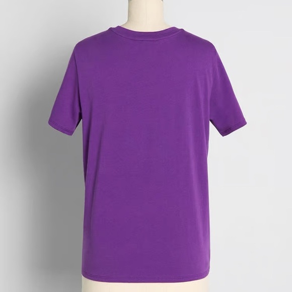 Modcloth When Casual Calls Crew Neck Tee Purple Halloween Witch Size S NWT - Picture 2 of 9
